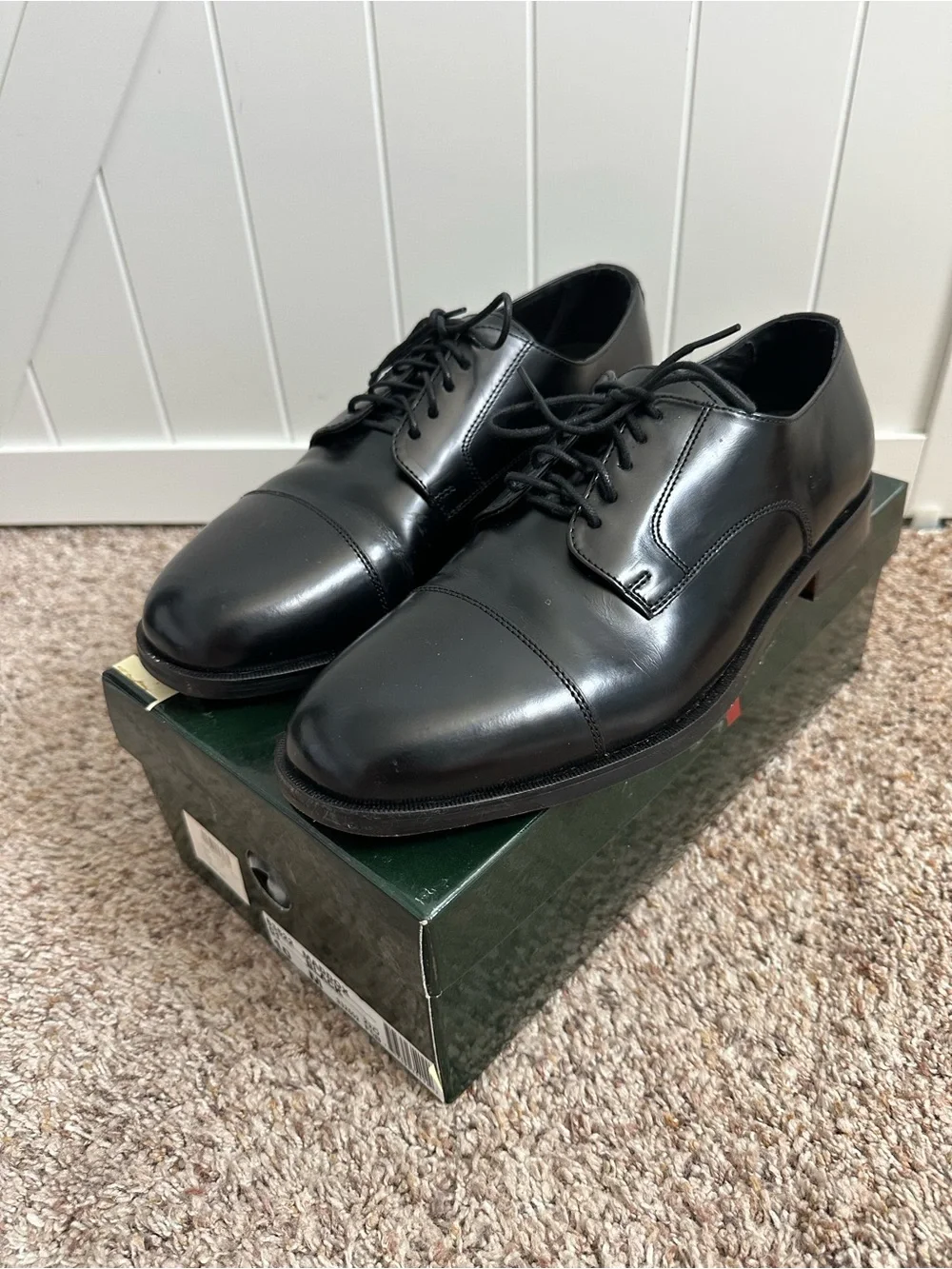 Nunn Bush Maddox Dress Flex Men’s Size 10 M Black Leather Cap Toe Oxfords